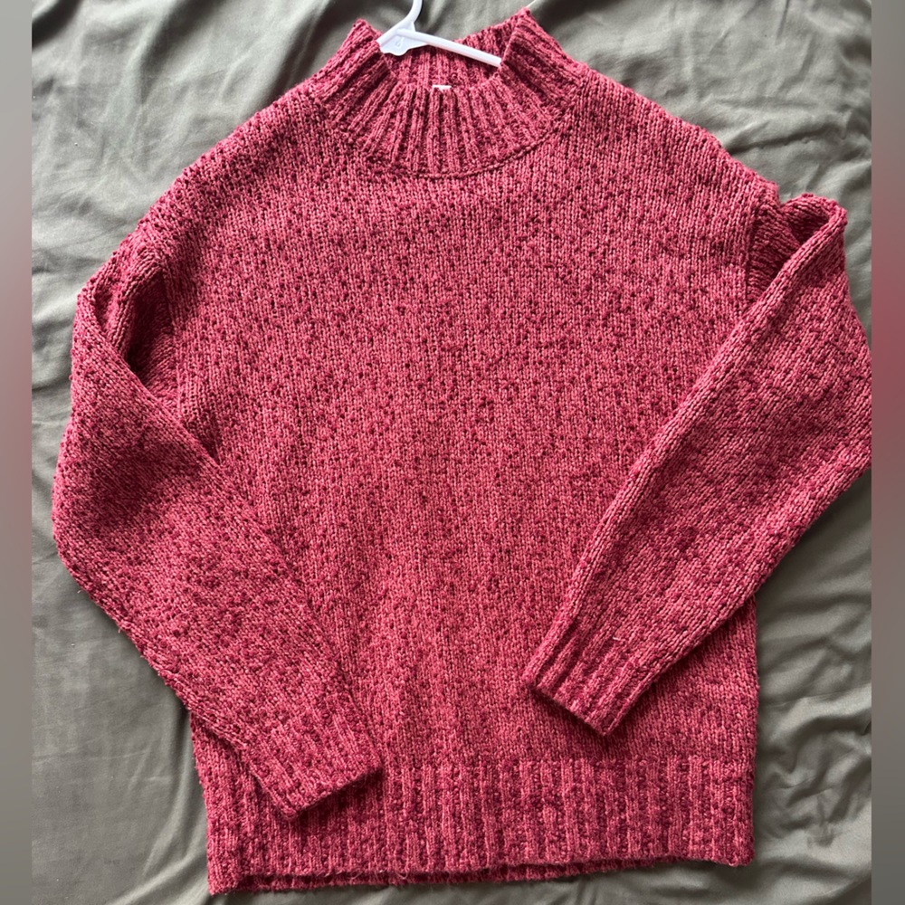 LOFT Marled Red Cowl Neck Sweater